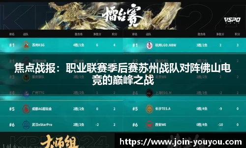 焦点战报：职业联赛季后赛苏州战队对阵佛山电竞的巅峰之战